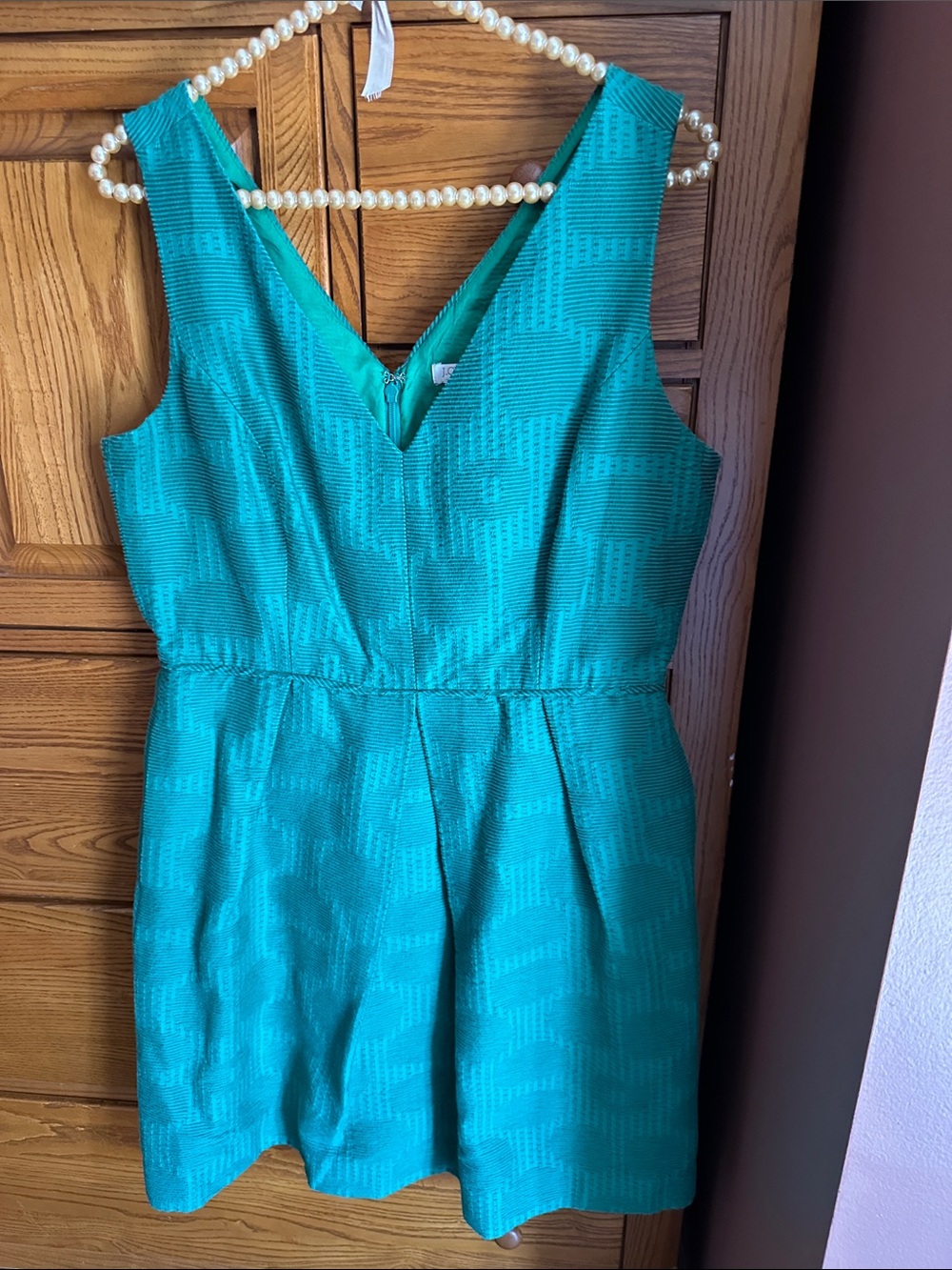 J. Crew Green Textured Sleeveless Mini Dress